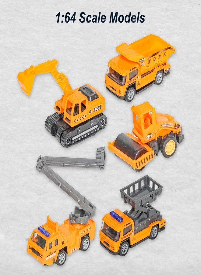 PN AVAN Die Cast Metal Pull Back Toy Vehicles Set, 1:64 Scale, 5 Pieces, Engineering Construction Vehicles Collection (Engineering Transport Vehicle) - Image 3